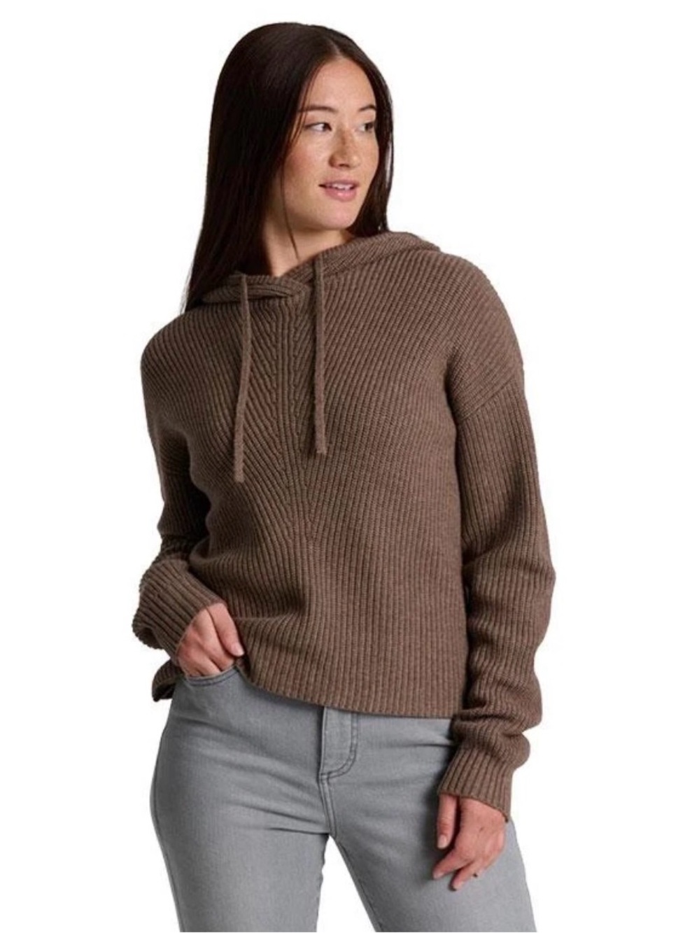 Kuhl Women’s Fireside Sweater Hoodie Merino Blend  In Tan Brown , Small